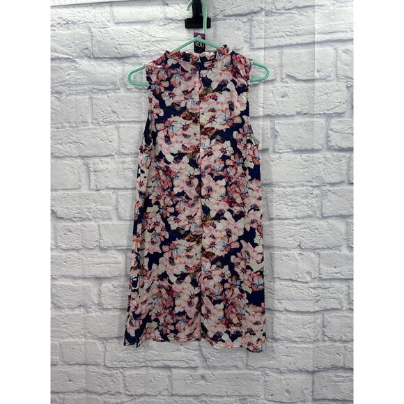 Cynthia Rowley Navy Floral Sleeveless Swing Dress 8 - Picture 3 of 4